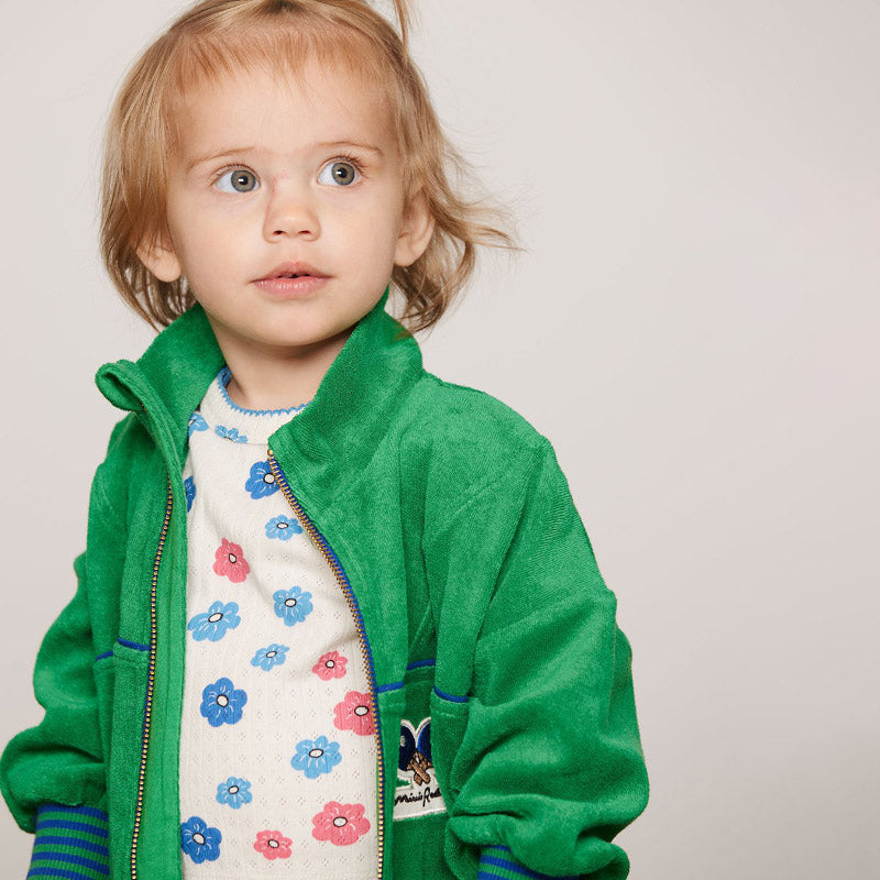 Mini Rodini - Table Tennis patch terry cardigan - green | Scout & Co