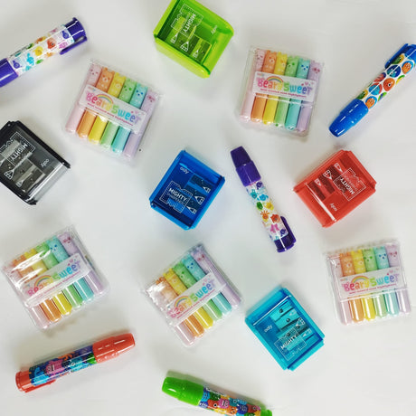 Ooly - 15 Party bag fillers - highlighters, sharpeners + Monster erasers - worth £50 | Scout & Co