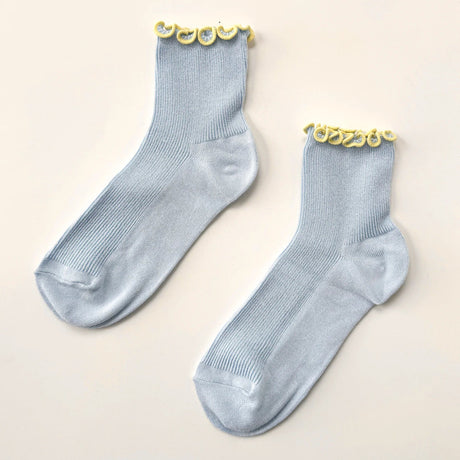 Le Bon Shoppe - Petite ruffled modal socks - Baby Blue & Butter | Scout & Co