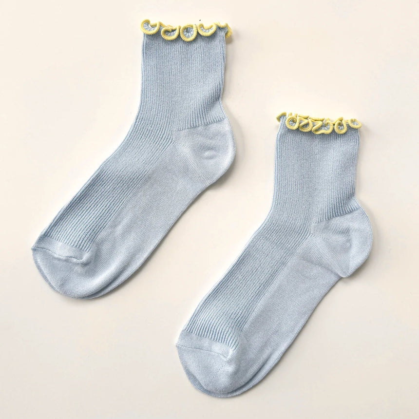 Le Bon Shoppe - Petite ruffled modal socks - Baby Blue & Butter | Scout & Co