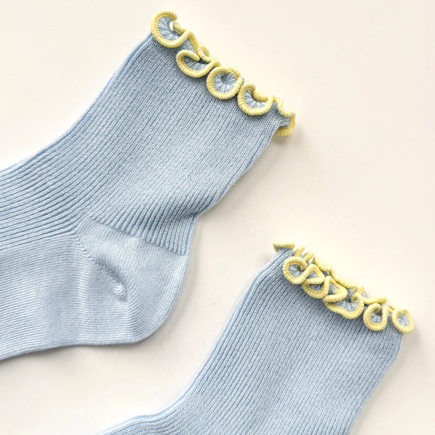 Le Bon Shoppe - Petite ruffled modal socks - Baby Blue & Butter | Scout & Co