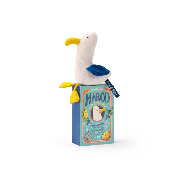 Moulin Roty - Marco the seagull rattle in box | Scout & Co