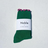 Le Bon Shoppe - Ruffled modal socks - Spinach & Pink | Scout & Co