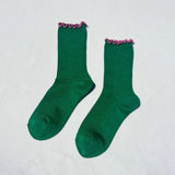Le Bon Shoppe - Ruffled modal socks - Spinach & Pink | Scout & Co