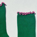 Le Bon Shoppe - Ruffled modal socks - Spinach & Pink | Scout & Co