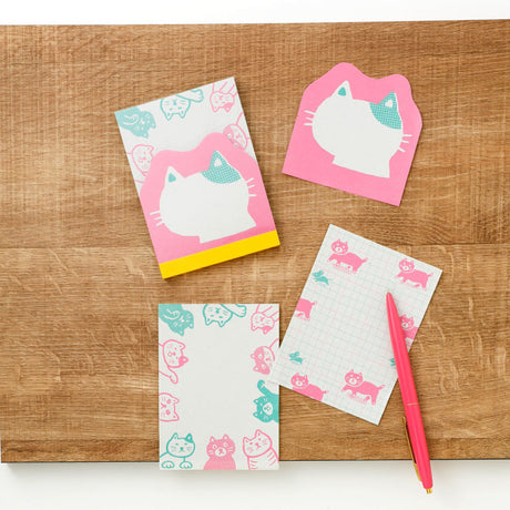 Hightide New Retro - Aji Gami memo pad - Pink Cat | Scout & Co
