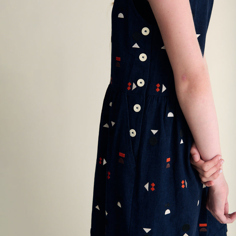 Sideline - Robbie dress - indigo embroidery | Scout & Co