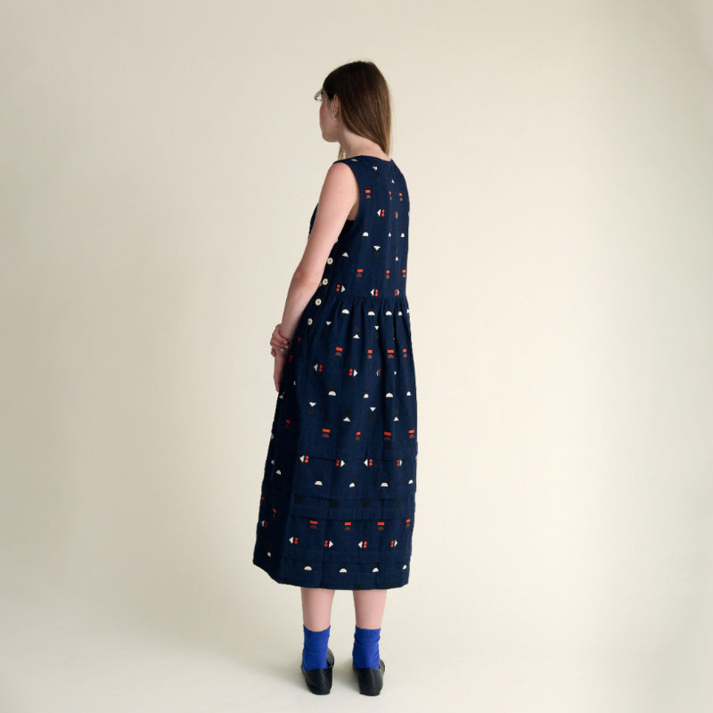 Sideline - Robbie dress - indigo embroidery | Scout & Co