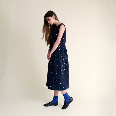 Sideline - Robbie dress - indigo embroidery | Scout & Co
