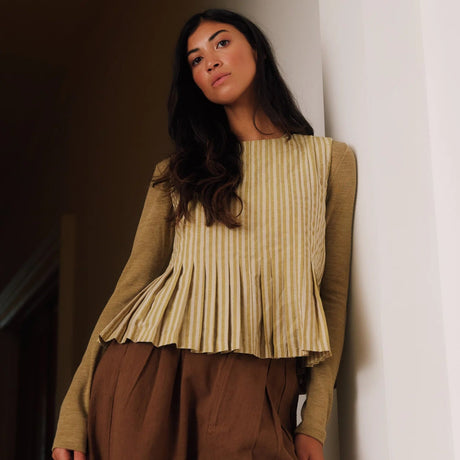 Sideline - Minnie top - Ochre stripe | Scout & Co