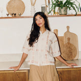 Sideline - Polly embroidered shirt - Oat | Scout & Co