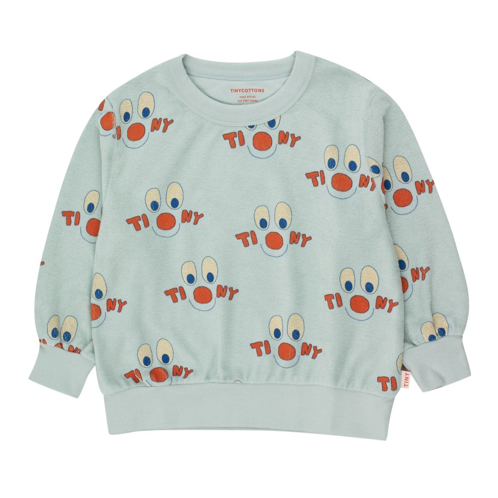 Tiny Cottons - Clowns towelling sweatshirt - jade grey | Scout & Co