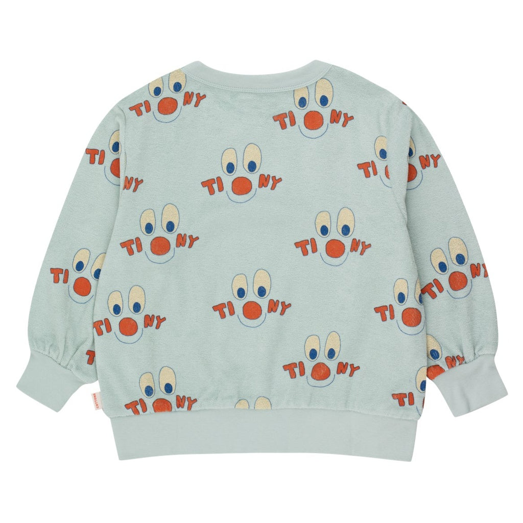 Tiny Cottons - Clowns towelling sweatshirt - jade grey | Scout & Co