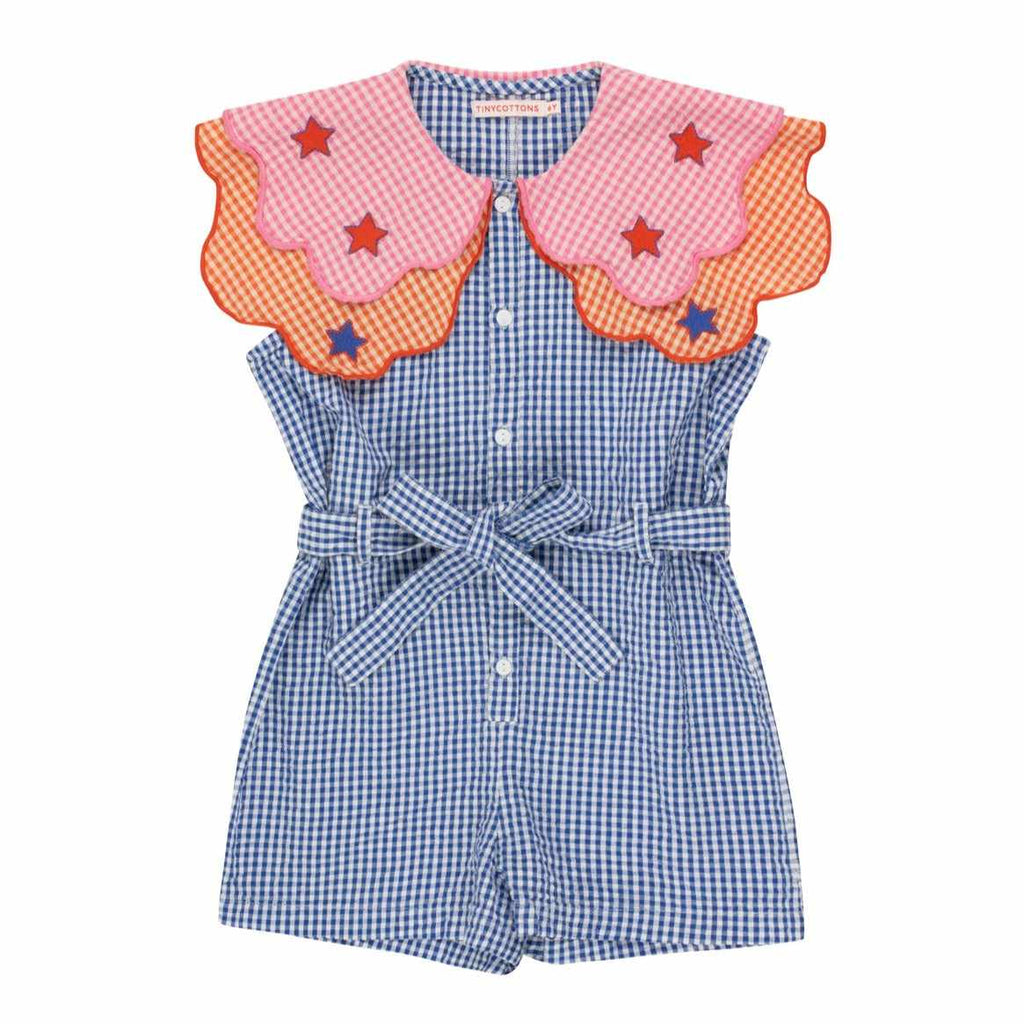 Tiny Cottons - Stars vichy jumpsuit - ultramarine | Scout & Co