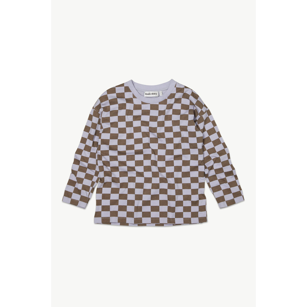 Main Story - Dapple Grey Check jersey long-sleeve tee | Scout & Co