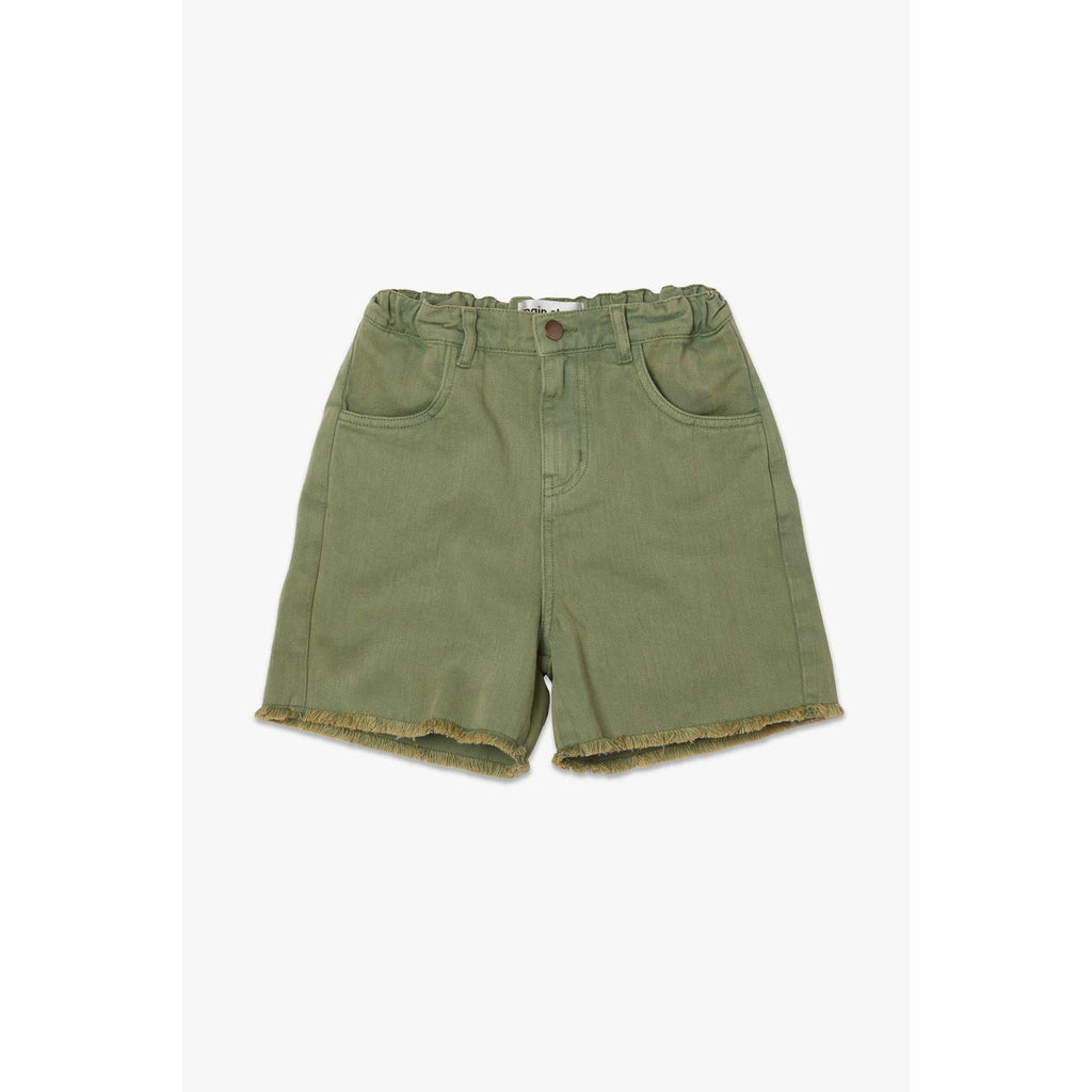 Main Story - Green wash denim cut-off shorts | Scout & Co
