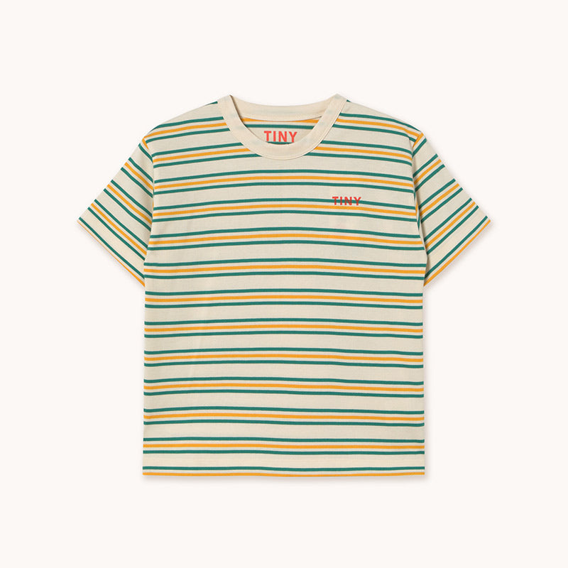 Tiny Cottons - Stripes multicolour tee - cream/ green | Scout & Co