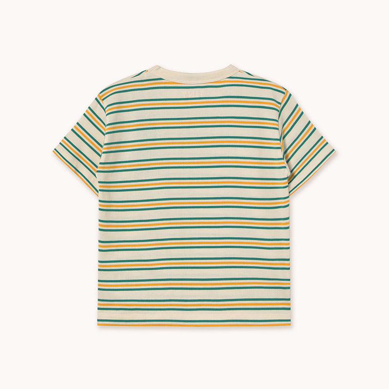 Tiny Cottons - Stripes multicolour tee - cream/ green | Scout & Co