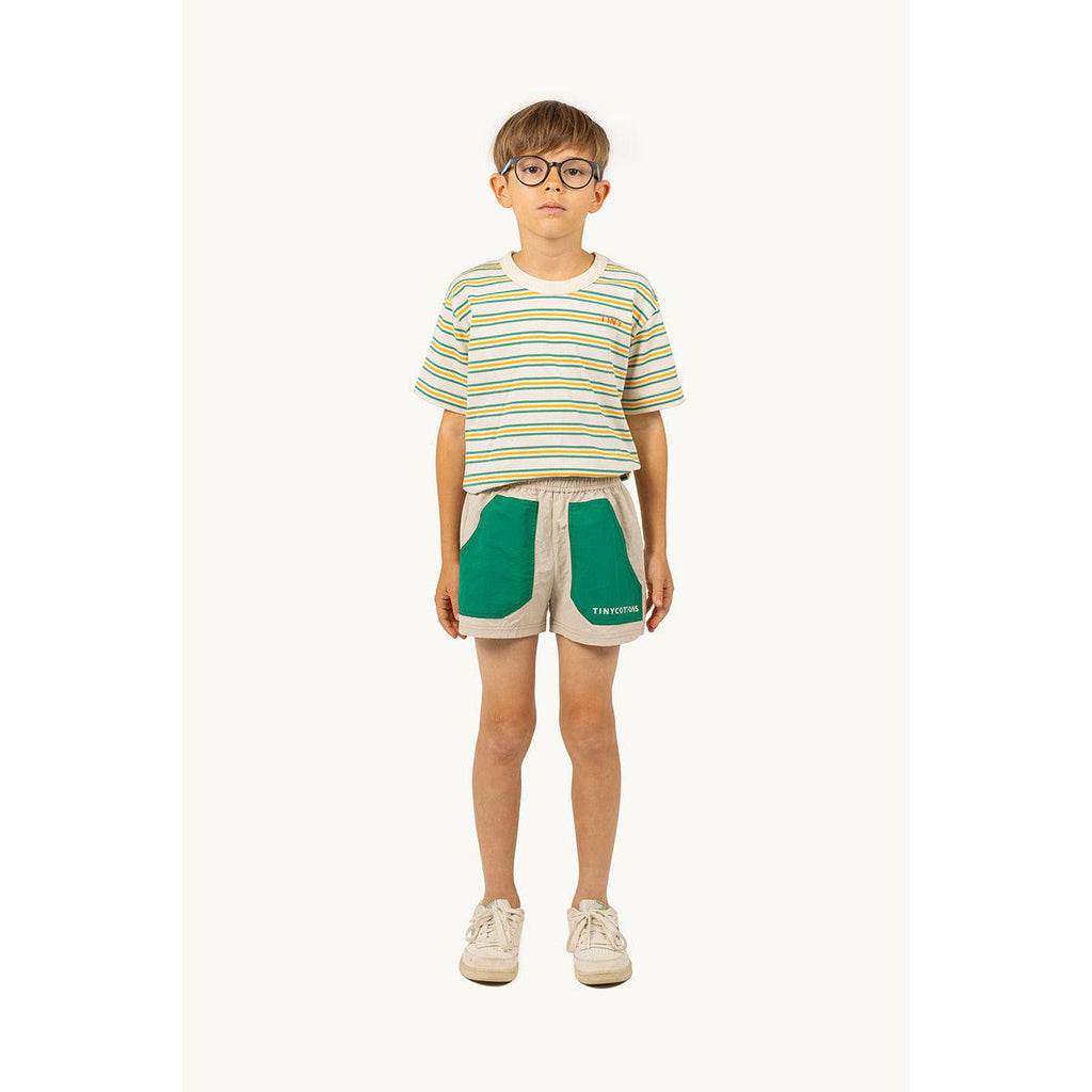 Tiny Cottons - Colour block shorts - vanilla / emerald | Scout & Co