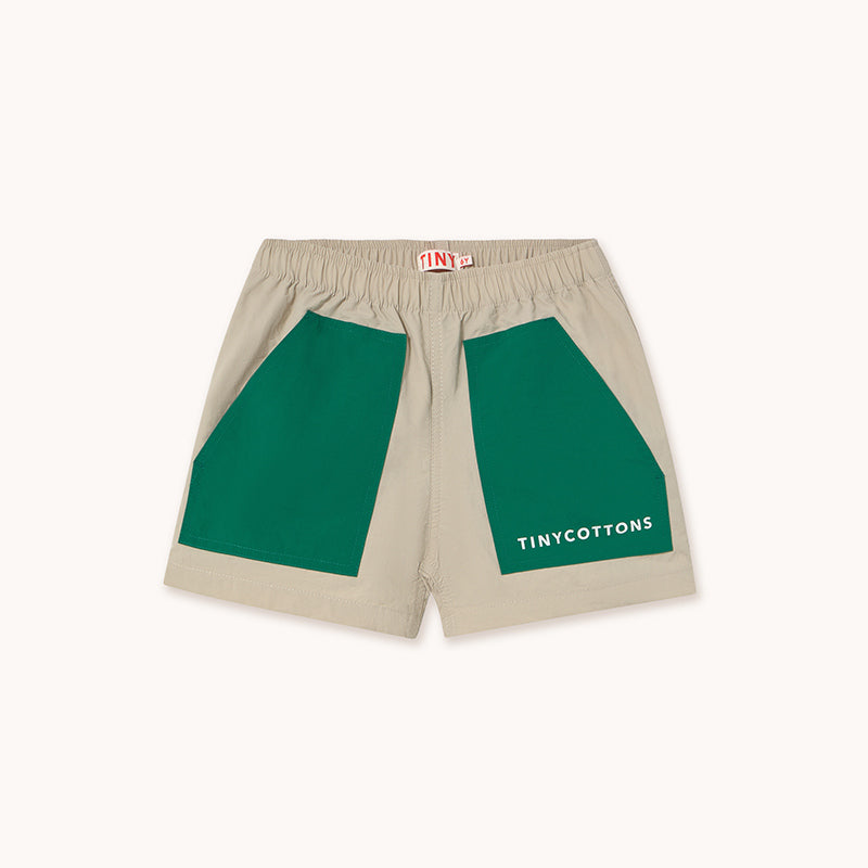 Tiny Cottons - Colour block shorts - vanilla / emerald | Scout & Co