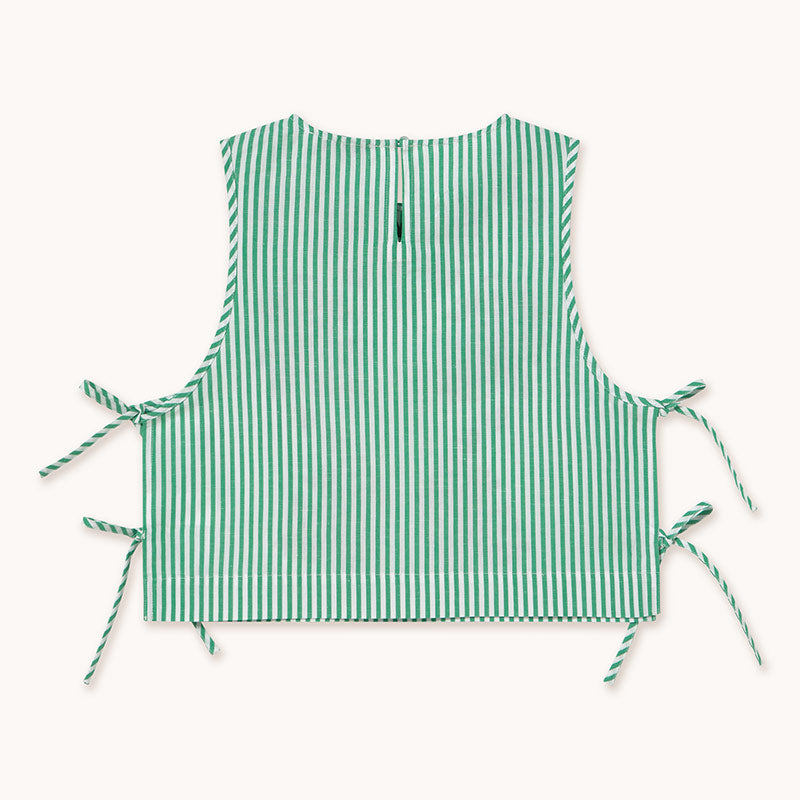 The Tiny Big Sister - Striped embroidered top - emerald | Scout & Co