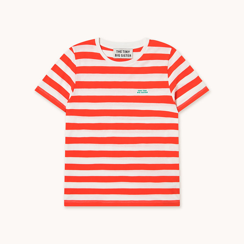 The Tiny Big Sister - Striped tee - off white / summer red | Scout & Co