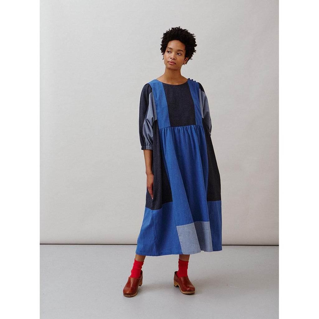 Sideline - Betsy indigo patchwork dress | Scout & Co