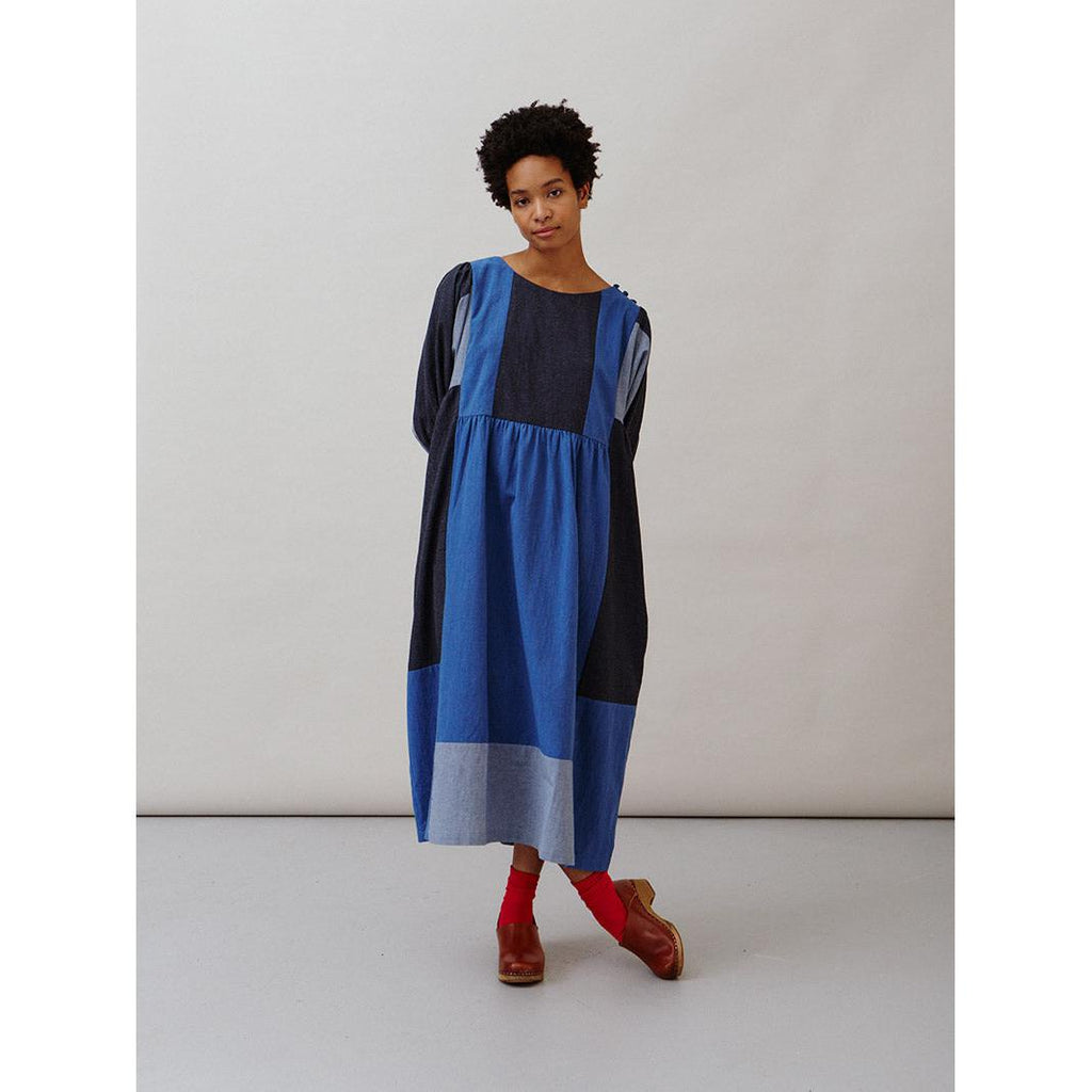 Sideline - Betsy indigo patchwork dress | Scout & Co