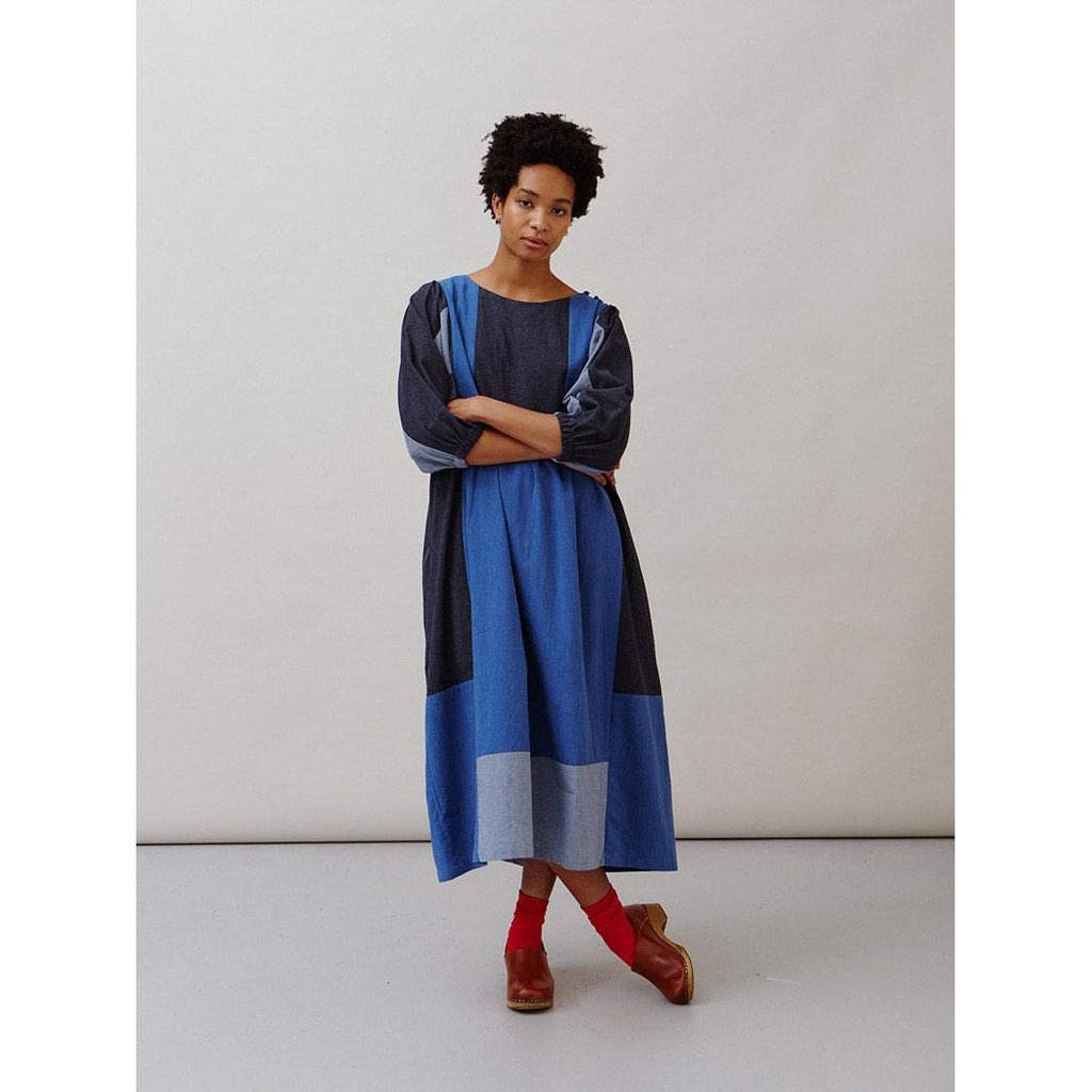 Sideline - Betsy indigo patchwork dress | Scout & Co