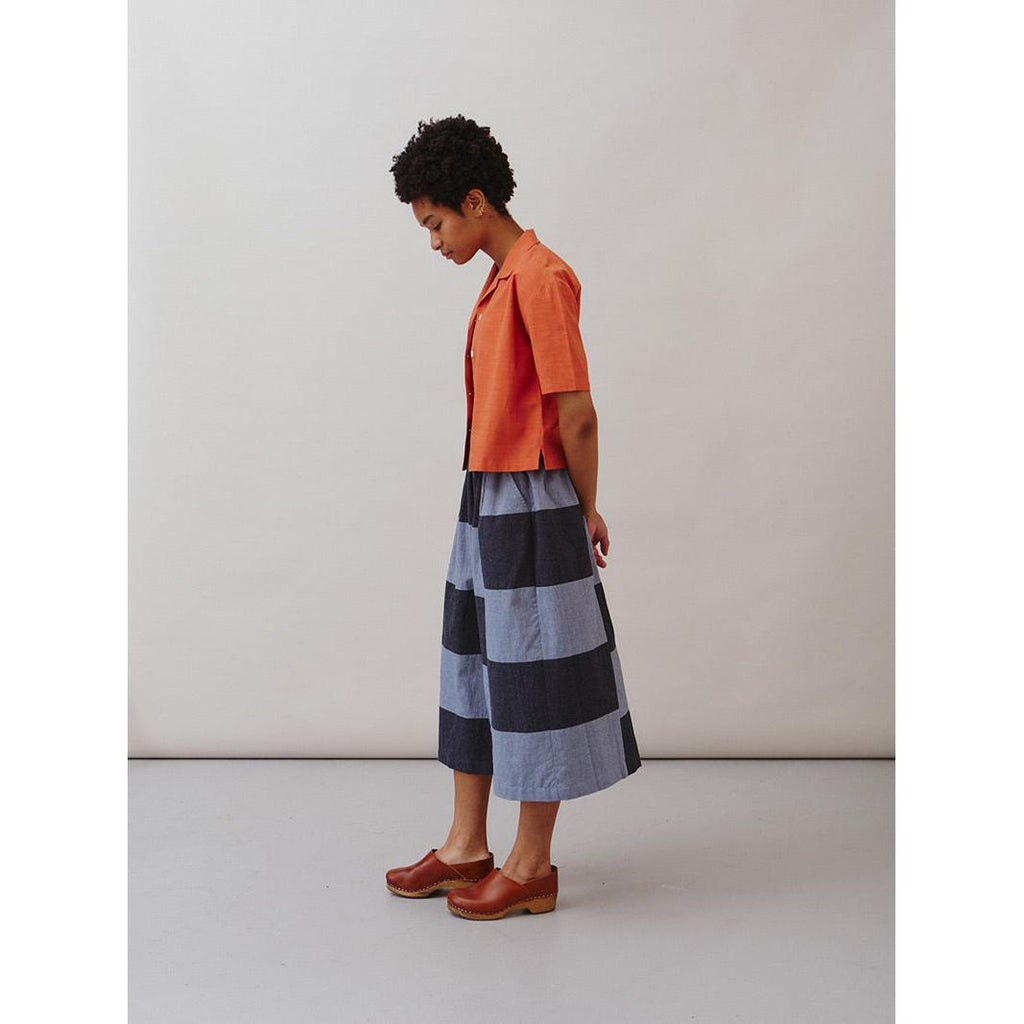 Sideline - Sky indigo patchwork skirt | Scout & Co