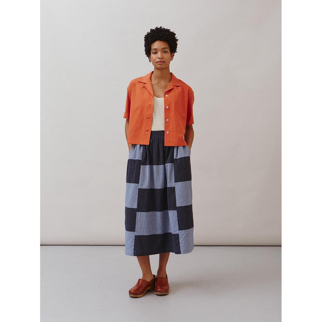 Sideline - Sky indigo patchwork skirt | Scout & Co