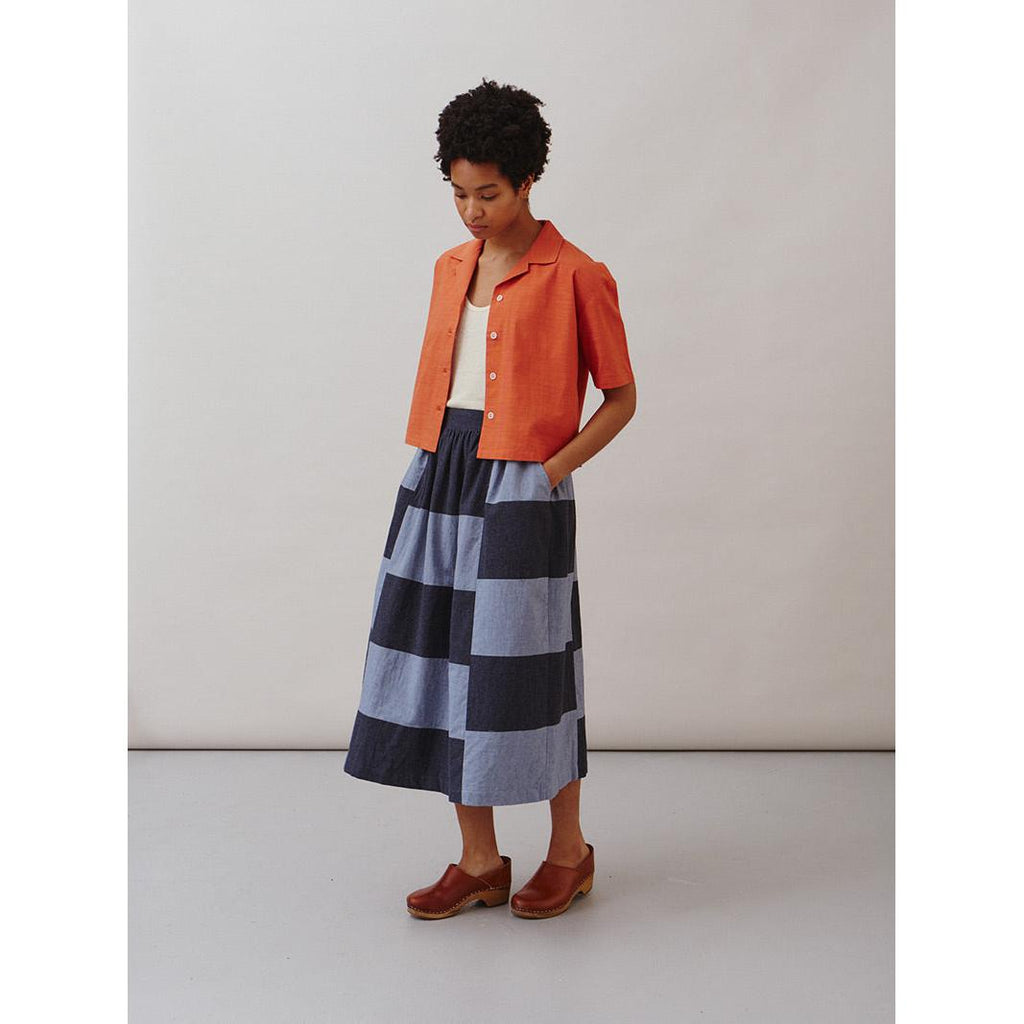 Sideline - Sky indigo patchwork skirt | Scout & Co