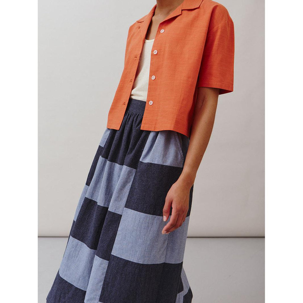 Sideline - Sky indigo patchwork skirt | Scout & Co