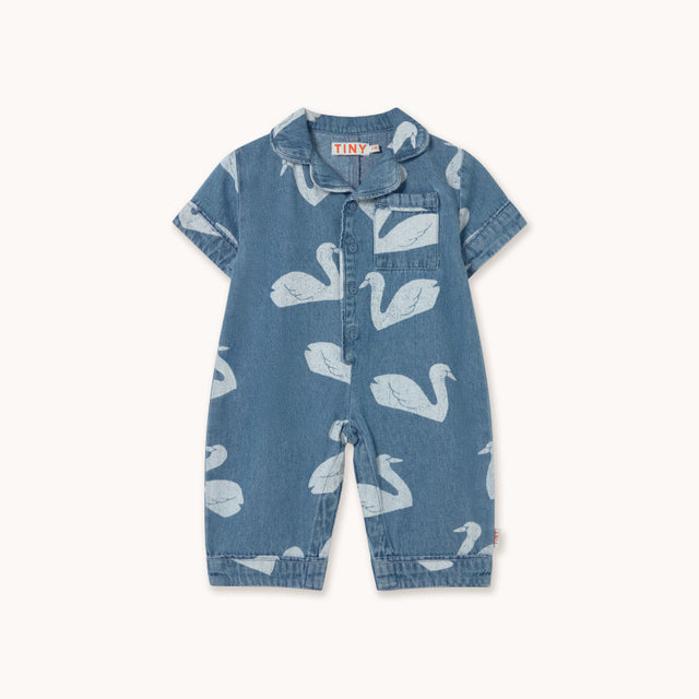 Tiny Cottons - Big Swans denim onepiece - baby | Scout & Co