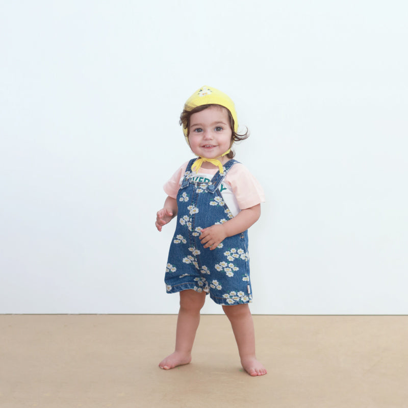 Tiny Cottons - Blossoms denim short dungarees | Scout & Co