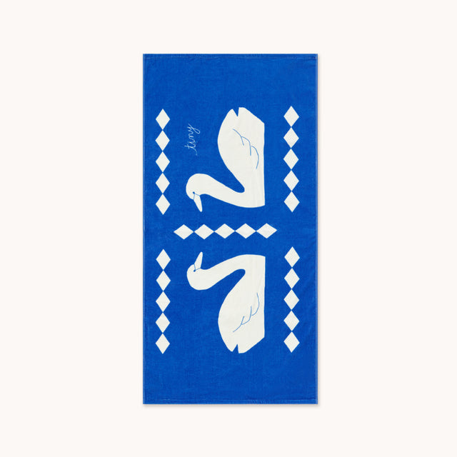 Tiny Cottons - Swans towel - blue | Scout & Co