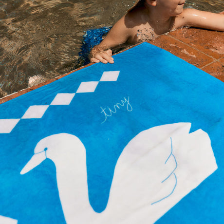 Tiny Cottons - Swans towel - blue | Scout & Co