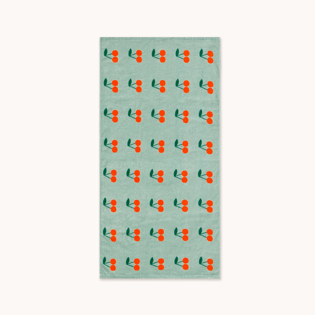 Tiny Cottons - Cherries towel - emerald | Scout & Co