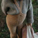 Silly Silas - Granny teddy footless tights with braces - Light Brown | Scout & Co