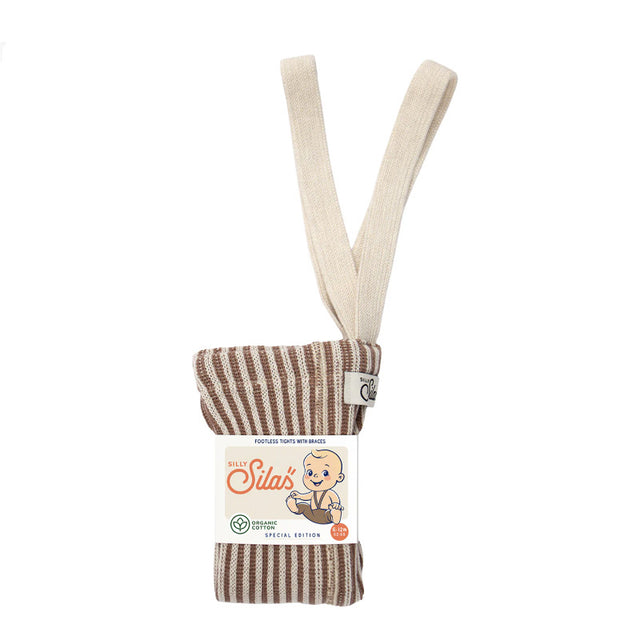 Silly Silas - Special footless tights with braces - Granola & Cream striped | Scout & Co