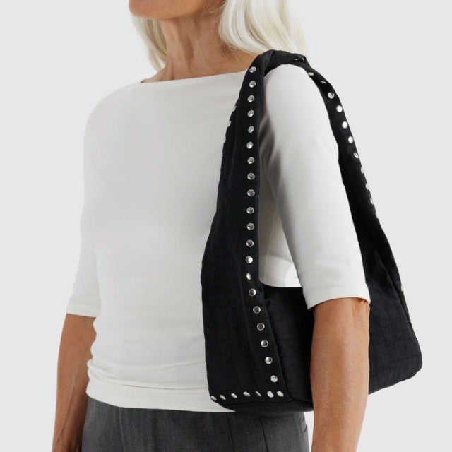 Baggu - Small Nylon Meringue Bag - Black - Studs | Scout & Co