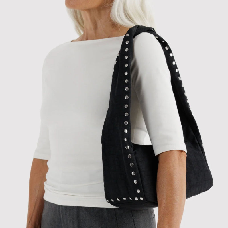 Baggu - Small Nylon Meringue Bag - Black - Studs | Scout & Co