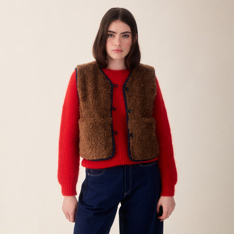 Sideline - Aida reversible vest - brown wool | Scout & Co