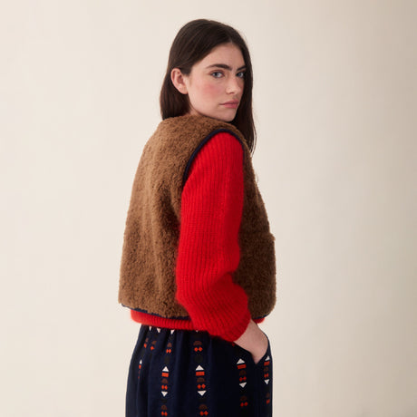 Sideline - Aida reversible vest - brown wool | Scout & Co