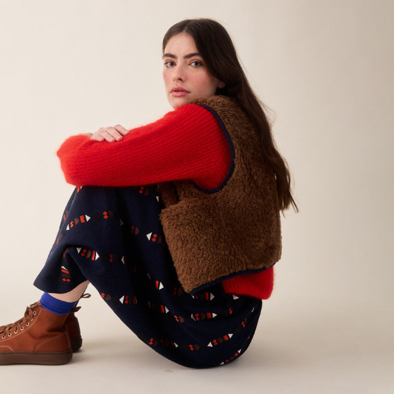 Sideline - Aida reversible vest - brown wool | Scout & Co