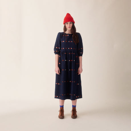 Sideline - Tessa dress - indigo embroidery | Scout & Co