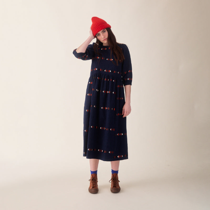 Sideline - Tessa dress - indigo embroidery | Scout & Co