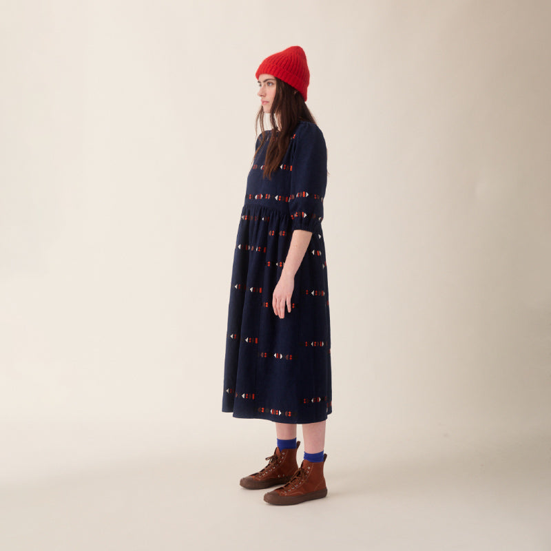 Sideline - Tessa dress - indigo embroidery | Scout & Co