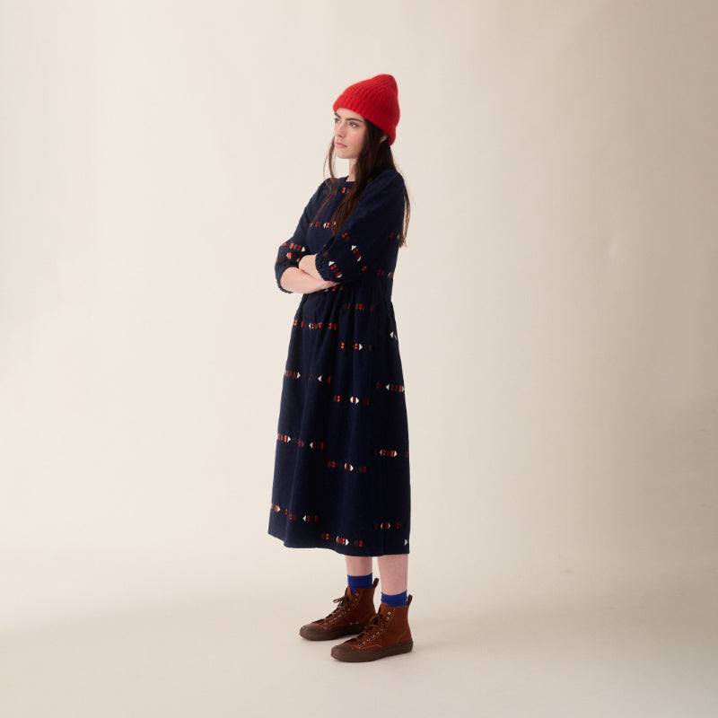 Sideline - Tessa dress - indigo embroidery | Scout & Co
