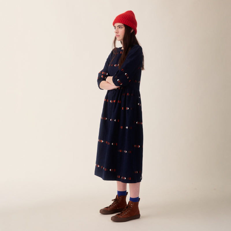 Sideline - Tessa dress - indigo embroidery | Scout & Co